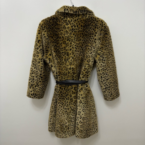 Y2K 90s Faux Fur Leopard Coat Arden B Belted Womens Medium - Picture 6 of 11
